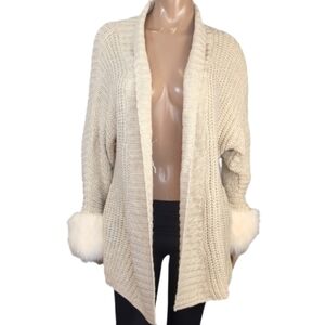 Cozy Cream Cardigan with Faux Fur Cuffs